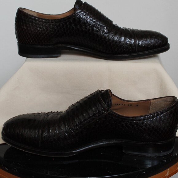Salvatore Ferragamo Men's dark brown Snakeskin Tramezza Buckle-Ups US size 11 - Picture 3 of 8